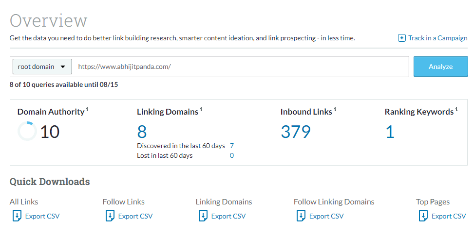 Moz Domain Authority Checker