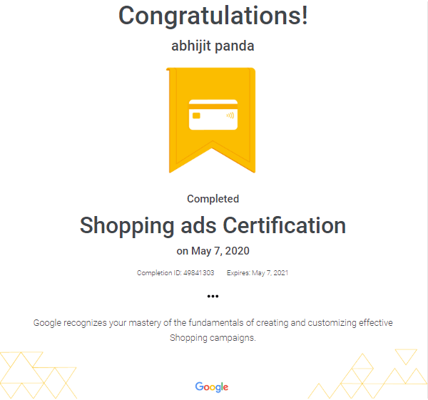 Shopping ads Certification Google