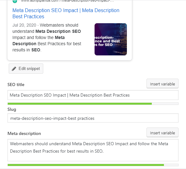 Yoast Meta Description Checker