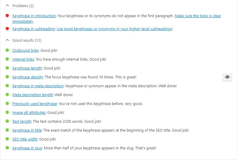 Yoast Plugin SEO Analysis