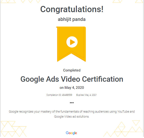 Google Ads Video - Certification